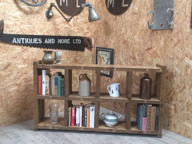 The Low Standard Industrial Up-Cycled Pigeon Hole Shelving Unit - For Delivery Charge Info See Description - image 1