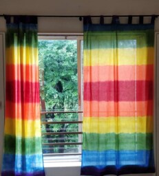 Clearance Sale - Tie Dyed Rainbow Curtains, Pride Curtain Panels, Rainbow Unicorn Decor, Kids Room Curtains- Set Of Two Panels - thumbnail 1