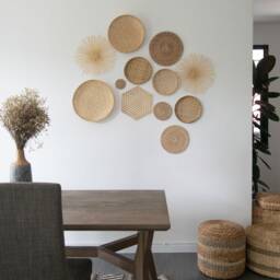 Hand Woven Rattan Wall Art Set, Natural Boho Decor - Set Of 12 - thumbnail 3