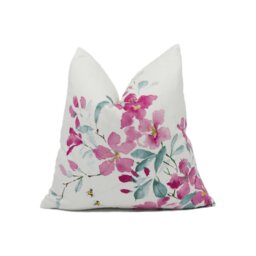 Sanderson - Magnolia & Blossom/Leaf Large Scale Floral Wildlife Cushion Cover Handmade Throw Pillow Designer Home D??cor - thumbnail 1