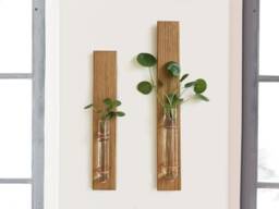 Propagation Wall Hanging, Propagating Glass Vase, Bud Test Tube, Mounted Planter, Handcrafted Plant Decor, Oak Wood Hanging Gift