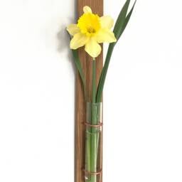 Propagation Wall Hanging, Propagating Glass Vase, Bud Test Tube, Mounted Planter, Handcrafted Plant Decor, Oak Wood Hanging Gift - thumbnail 2