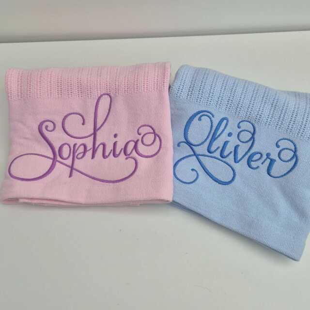 Personalized Baby Blanket, Custom Embroidered Name, Newborn Swaddle, Keepsake Nursery Gift, Infant Shower Present, Soft Knit Cover - image 1