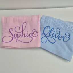 Personalized Baby Blanket, Custom Embroidered Name, Newborn Swaddle, Keepsake Nursery Gift, Infant Shower Present, Soft Knit Cover - thumbnail 1