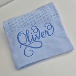 Personalized Baby Blanket, Custom Embroidered Name, Newborn Swaddle, Keepsake Nursery Gift, Infant Shower Present, Soft Knit Cover - thumbnail 3