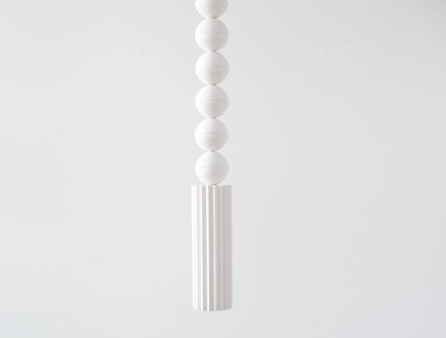 Handmade Plaster Pendant Light Cylinder Chandelier With Spheres - image 1