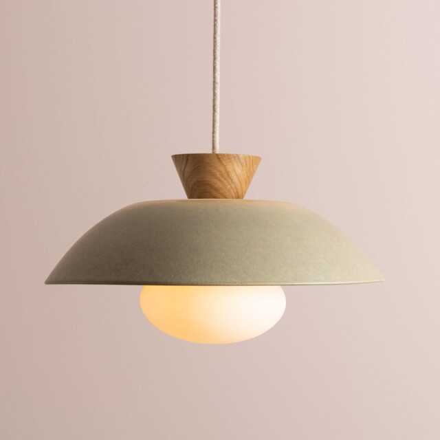 Green Dawn Pendant Light in Ceramic & Oak - image 1