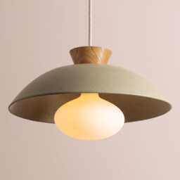 Green Dawn Pendant Light in Ceramic & Oak - thumbnail 3