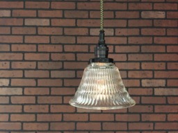 "Industrial Pendant Light -Black 6 1/2"" Hyalophane Glass Bell With Patented ""Huila Connector"