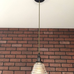 "Industrial Pendant Light -Black 6 1/2"" Hyalophane Glass Bell With Patented ""Huila Connector" - thumbnail 2