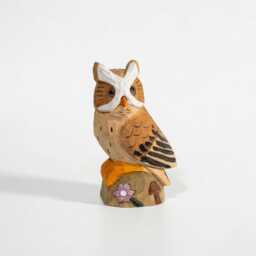 Whimsical Hand-Carved Wooden Owl Figurine, Rustic Woodland Animal Decor, Unique Bird Sculpture, Nature Lover Desk Gift Idea - thumbnail 2