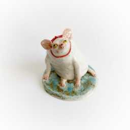 Ceramic Mouse Sculpture, White Figurine, Mouse Lover Gift, Decoration, Home Decor, Office Decor - thumbnail 2