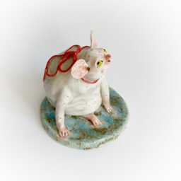 Ceramic Mouse Sculpture, White Figurine, Mouse Lover Gift, Decoration, Home Decor, Office Decor - thumbnail 1