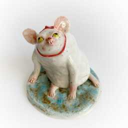 Ceramic Mouse Sculpture, White Figurine, Mouse Lover Gift, Decoration, Home Decor, Office Decor - thumbnail 4