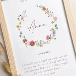 Baptism Poster Flowers, Baptism Poster, Gift Godchild, Personalized, Decoration Girl, Wildflower - thumbnail 2