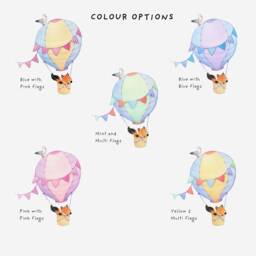 Hot Air Balloon With Fox Wall Decal For Nurseries - Eco Friendly Peel & Stick Fabric Stickers Kids Rooms - thumbnail 2