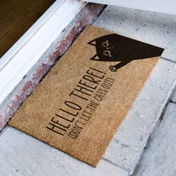 Hello There Don't Let The Cat Out - Funny Doormat Gift For Pet Lovers Welcome Door Mat Custom New Home - thumbnail 2