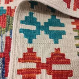 Multicolour Runner Rug, Handmade Artisan Afghan Turkish Persian Qashqai Navajo Bohemian Natural Wool Flatweave Kilim Rug 306x81 cm - thumbnail 3