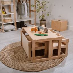 Montessori Beechwood Table & Chairs Set Multifunctional Kids Furniture - thumbnail 2