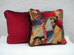 Abstract Pillows With Trim, Red & Black, Modern African D??cor - thumbnail 1