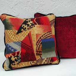 Abstract Pillows With Trim, Red & Black, Modern African D??cor - thumbnail 2