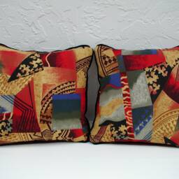 Abstract Pillows With Trim, Red & Black, Modern African D??cor - thumbnail 3
