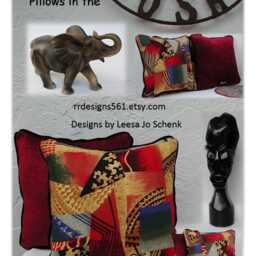 Abstract Pillows With Trim, Red & Black, Modern African D??cor - thumbnail 4