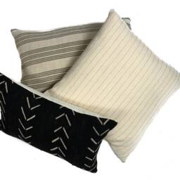 Turkish Linen Throw Pillow Cover, Brown Striped Lumbar, Handmade - thumbnail 2