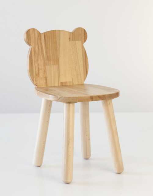 Wooden Chair With Bear Shape Back, Education Children Toddlers Daycare Furniture - image 1