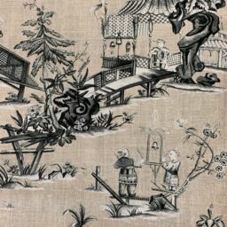 Thibaut Cheng Toile Dynasty Collection Black & Beige Cushion Cover Pillow Double Sided - thumbnail 3
