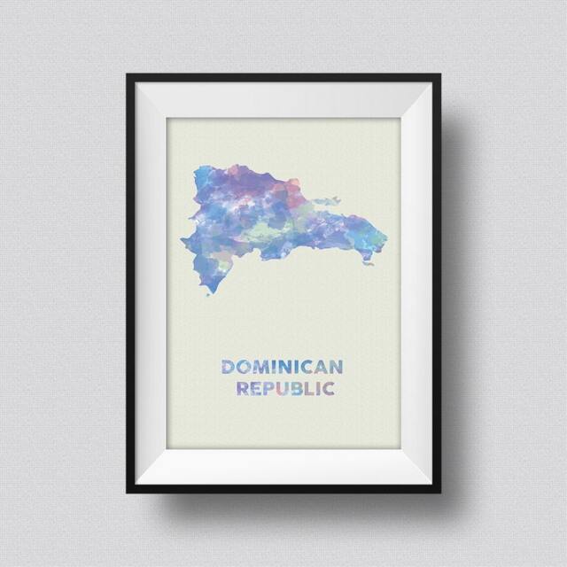 Dominican Republic Watercolor Map Art Print Ink Splash Poster Canvas