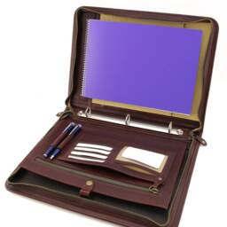 Brown Leather Padfolio 3 Ring Binder, Italian Veg Tan Portfolio A4, Business Gift, Conference Folder A4 - thumbnail 2