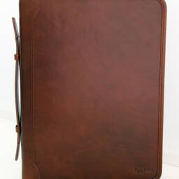 Brown Leather Padfolio 3 Ring Binder, Italian Veg Tan Portfolio A4, Business Gift, Conference Folder A4 - thumbnail 4