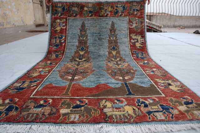 3'6x5'3 Afghan Kazak Trees Of Rug, Brand New Luxury Rug, Medallion Geometric Area Rug For Livingroom - image 1
