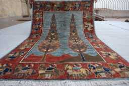 3'6x5'3 Afghan Kazak Trees Of Rug, Brand New Luxury Rug, Medallion Geometric Area Rug For Livingroom - thumbnail 1