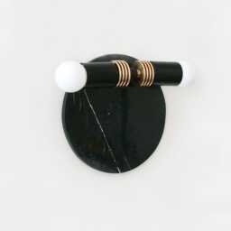 Nero Marquina Marble & Brass Double Flush Mount Sconce Black Gold Eclectic Wall Light Fixture Vanity - thumbnail 3
