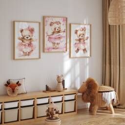 Personalised Ballerina Bear Nursery Prints - Animal Baby Room Decor Girl Ballet - thumbnail 1