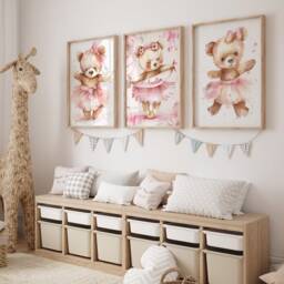 Personalised Ballerina Bear Nursery Prints - Animal Baby Room Decor Girl Ballet - thumbnail 2
