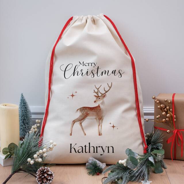 Personalised Christmas Sacks Santa Sack Gift Bag Custom With Reindeer Stocking Personalized Holiday Decor - image 1