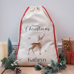 Personalised Christmas Sacks Santa Sack Gift Bag Custom With Reindeer Stocking Personalized Holiday Decor - thumbnail 1