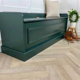 Solid Wood Storage Bench Seat, Bead Trim, Custom Paint Color, 1525mm Long - thumbnail 1