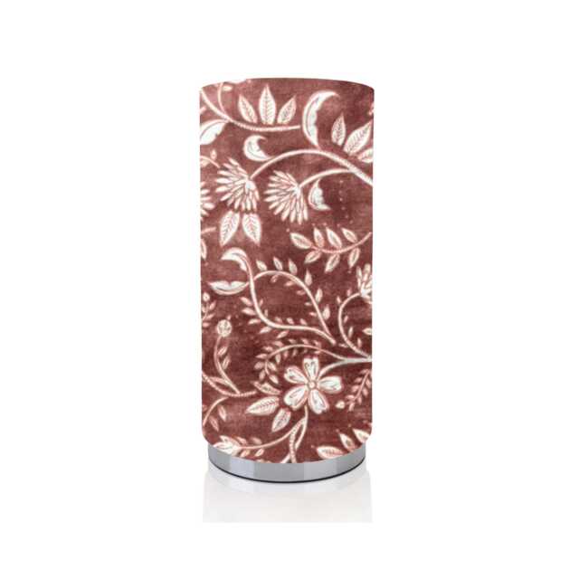 Handmade Floral Velvet Table Lamp, Simba Brunel Copper Fabric, Chrome Base - image 1