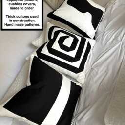 Black White Striped Fringed Cotton Cushion Cover. Big Throw Pillow, Living Room Accent, Monochrome, Striped Sofa Cushion, Luxury Fringed - thumbnail 2