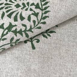 1315. Green Humber Block Print Linen Look 100% Cotton Cushion Cover - thumbnail 3