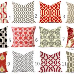 Outdoor Pillows Or Indoor Custom Cover - Red Grey Gray Taupe All Sizes 16x16 18x18 -Sham Toss Throw Accent Modern Geo Ikat - thumbnail 2