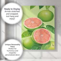 Pink Grapefruit Citrus Botanical Illustration Canvas Wall Art Print Decor Picture Ready To Hang - thumbnail 3