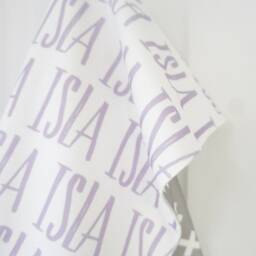 Personalized Organic Cotton Baby Blanket - Purple & Grey Crosses - thumbnail 3