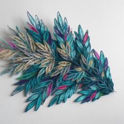 Teal & Silver Quilled Paper Branch Wall Art 24x13 Inch - thumbnail 2