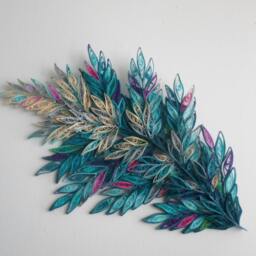 Teal & Silver Quilled Paper Branch Wall Art 24x13 Inch - thumbnail 3
