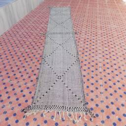 Beni Ourain Wool Runner Rug, Moroccan Flatwoven Hanbel - thumbnail 2